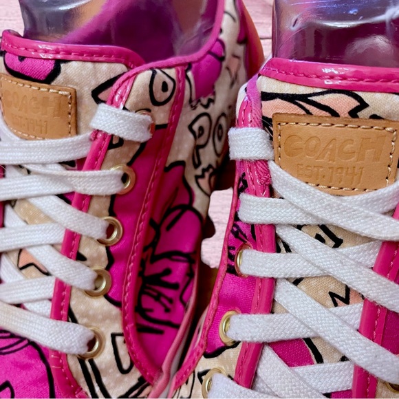 Coach Poppy Barrett Pink Spring Low Top Patent Sneakers Shoes Size 9 - Picture 9 of 13